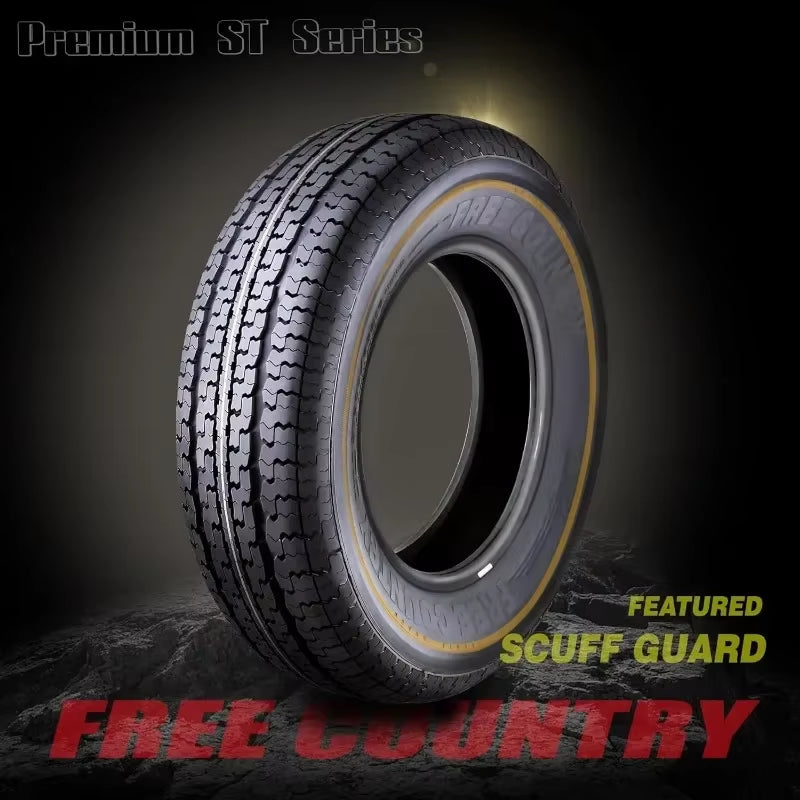 Upgraded Version. Set of 4 Heavy Duty Trailer Tires ST205/75R15 205 75 15 10-Ply Load Range E Steel Belted Radial W/Scuff Guard